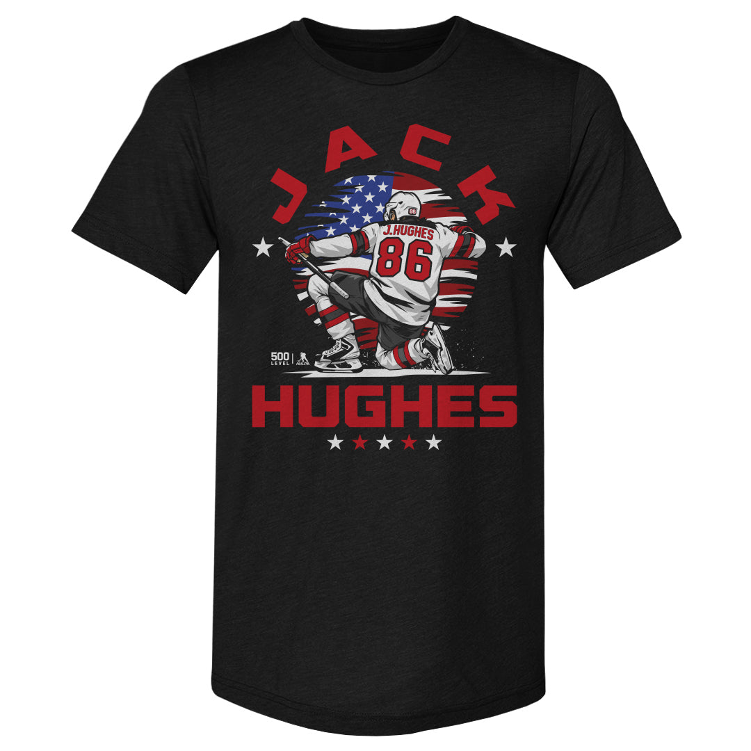 Jack Hughes New Jersey USA Flag Celebration WHT