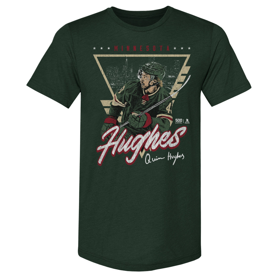 Quinn Hughes Minnesota Triangle Retro WHT