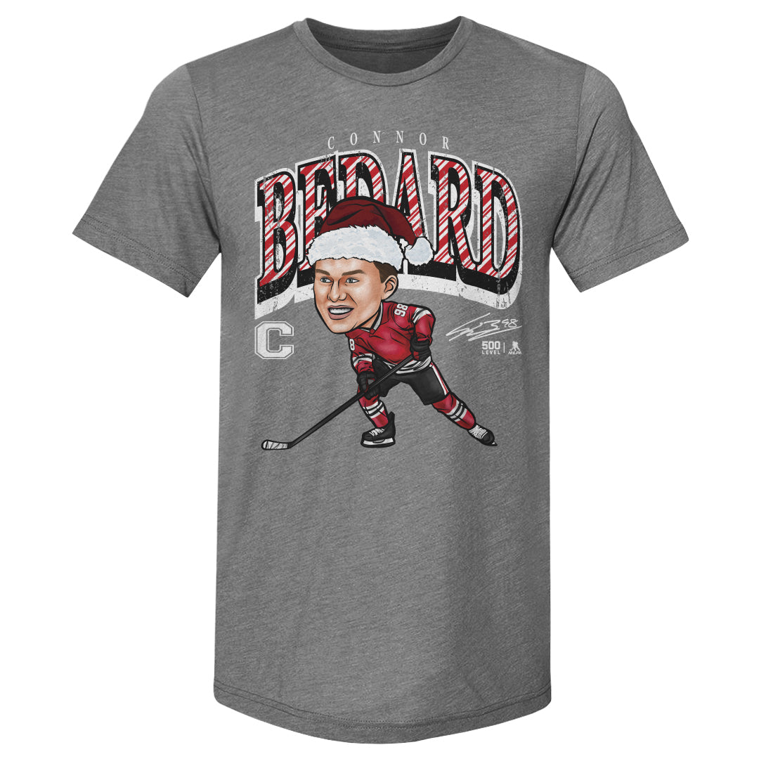 Connor Bedard Chicago Cartoon Santa Hat WHT