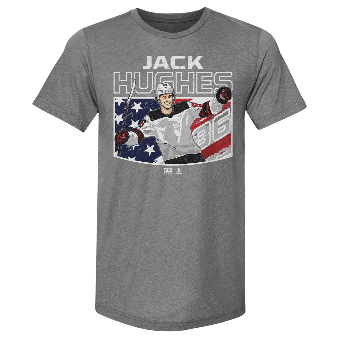 Jack Hughes New Jersey American Flag WHT