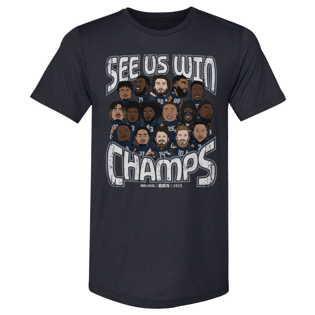 Seattle Football 2025 Champs Cartoon WHT