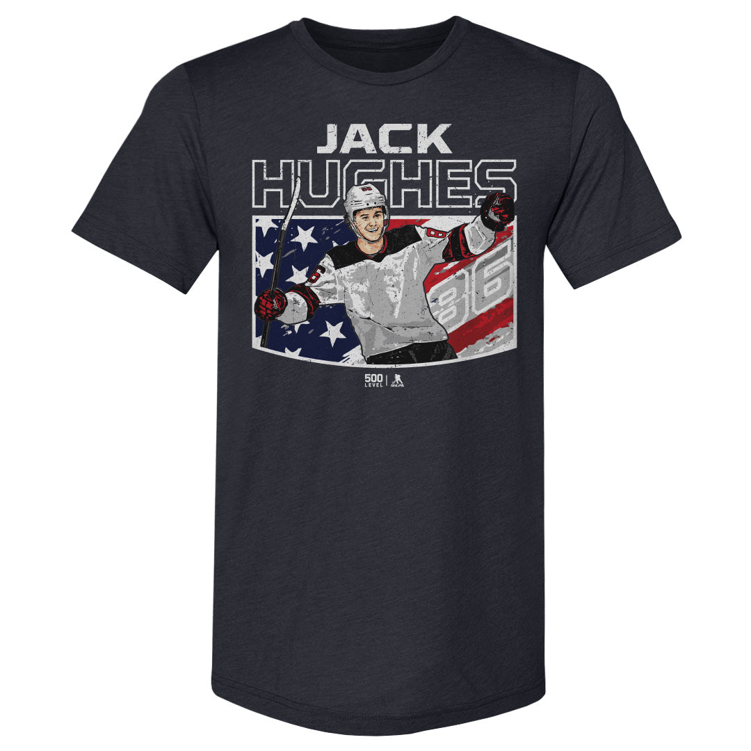 Jack Hughes New Jersey American Flag WHT
