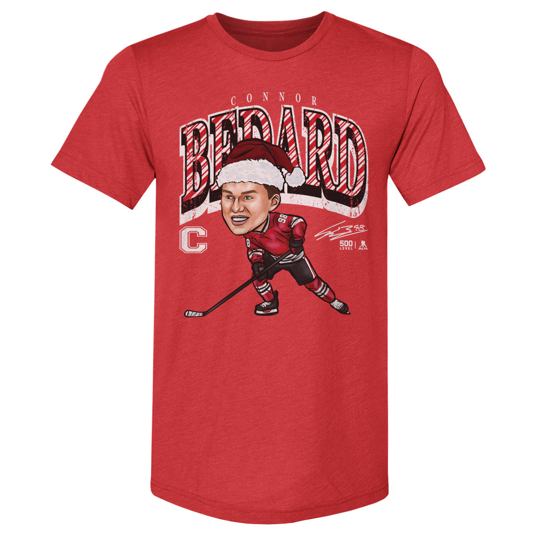 Connor Bedard Chicago Cartoon Santa Hat WHT
