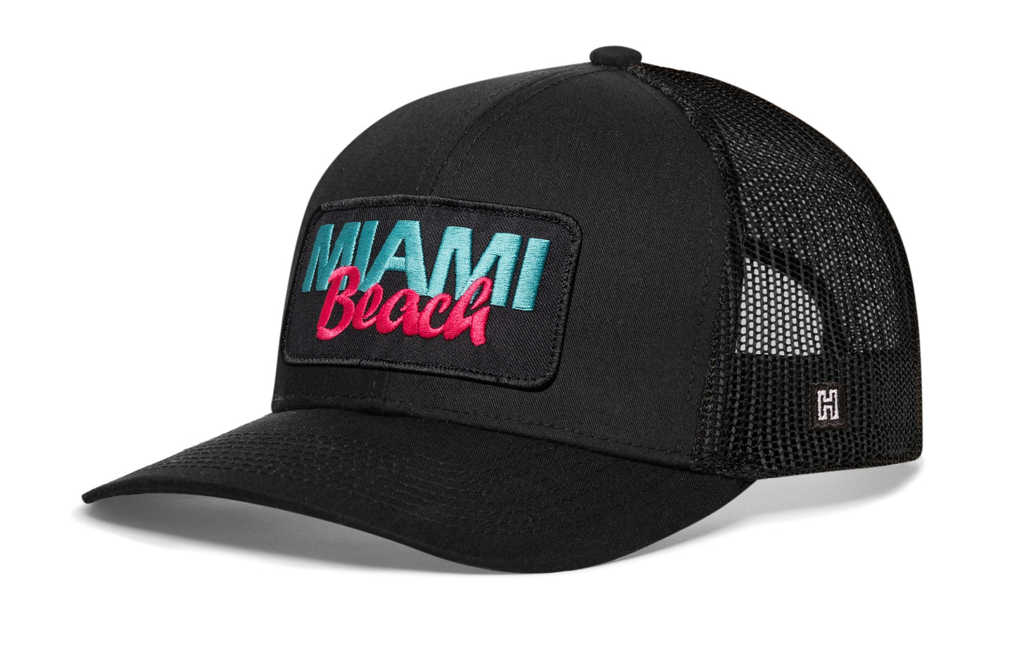 Miami Beach Trucker Haka Hat Black Beach Snapback