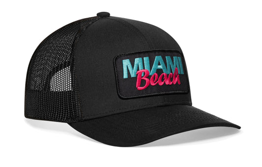 Miami Beach Trucker Haka Hat Black Beach Snapback