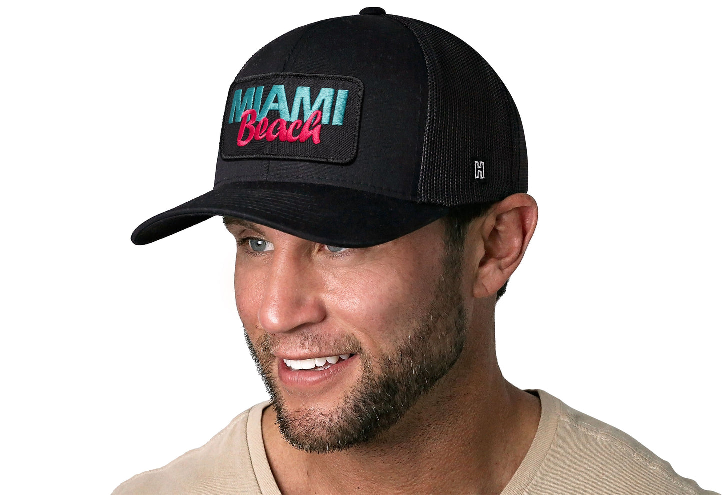 Miami Beach Trucker Haka Hat Black Beach Snapback