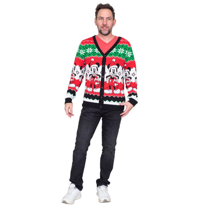 Mickey Mouse Santa Hat Cardigan Ugly Christmas Sweater