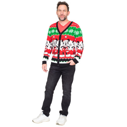 Mickey Mouse Santa Hat Cardigan Ugly Christmas Sweater