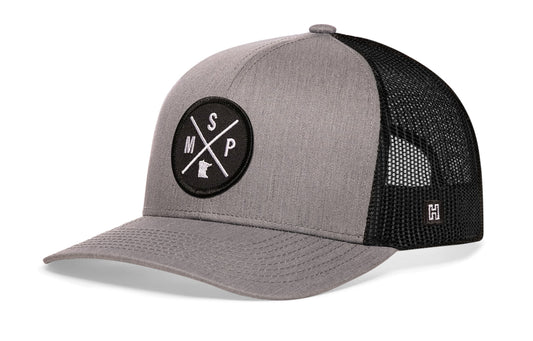 Minneapolis- St. Paul Trucker Haka Hat Gray-Black MSP X Snapback