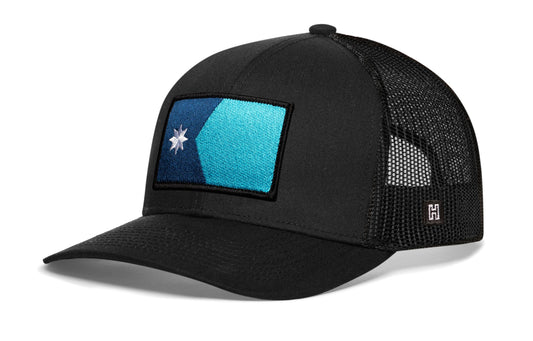 Minnesota Flag Trucker Haka Hat Black Minnesota Flag Snapback