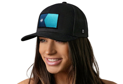 Minnesota Flag Trucker Haka Hat Black Minnesota Flag Snapback