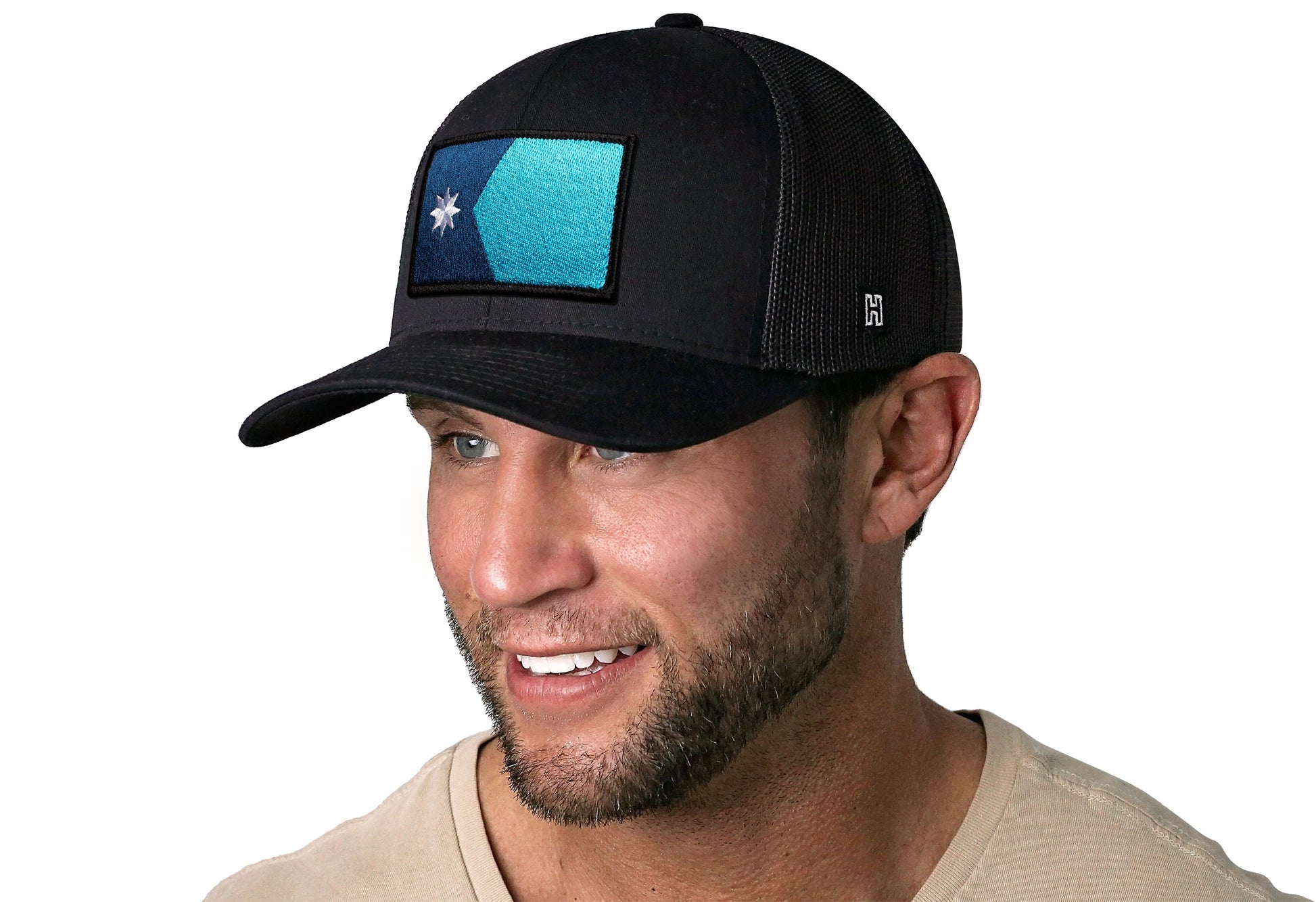 Minnesota Flag Trucker Haka Hat Black Minnesota Flag Snapback