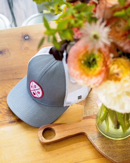 Mom Trucker Haka Hat Gray-White Snapback