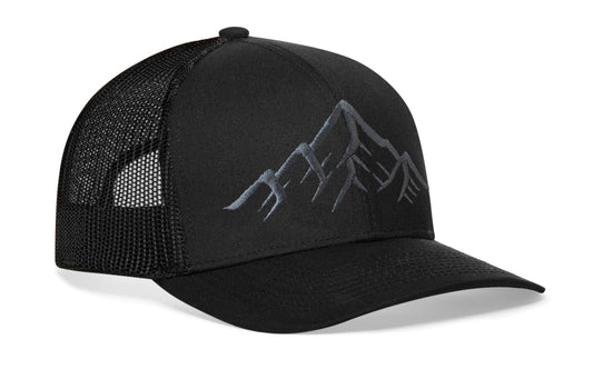 Mountain Range Trucker Haka Hat Black Outdoors Snapback