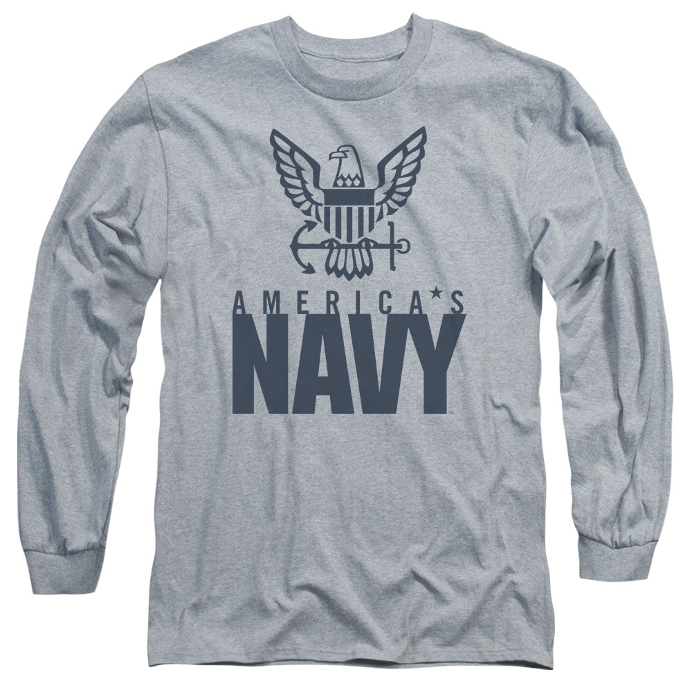 Navy Eagle Logo Mens Long Sleeve Shirt Athletic Heather