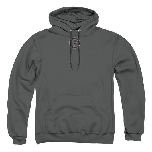 Navy Rough Emblem Mens Hoodie Charcoal