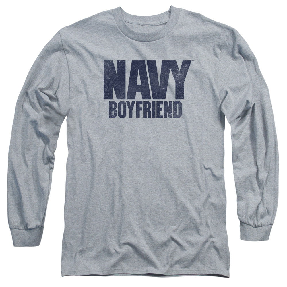 Navy Boyfriend Mens Long Sleeve Shirt Athletic Heather