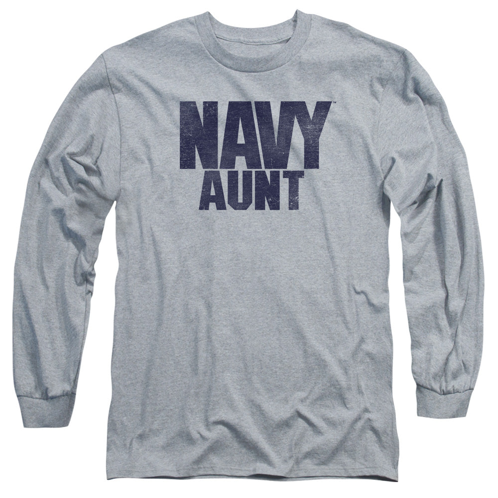 Navy Aunt Mens Long Sleeve Shirt Athletic Heather