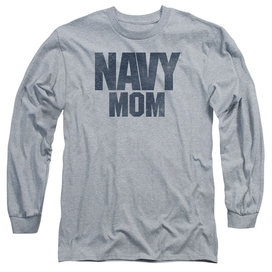 Navy Navy Mom Mens Long Sleeve Shirt Athletic Heather