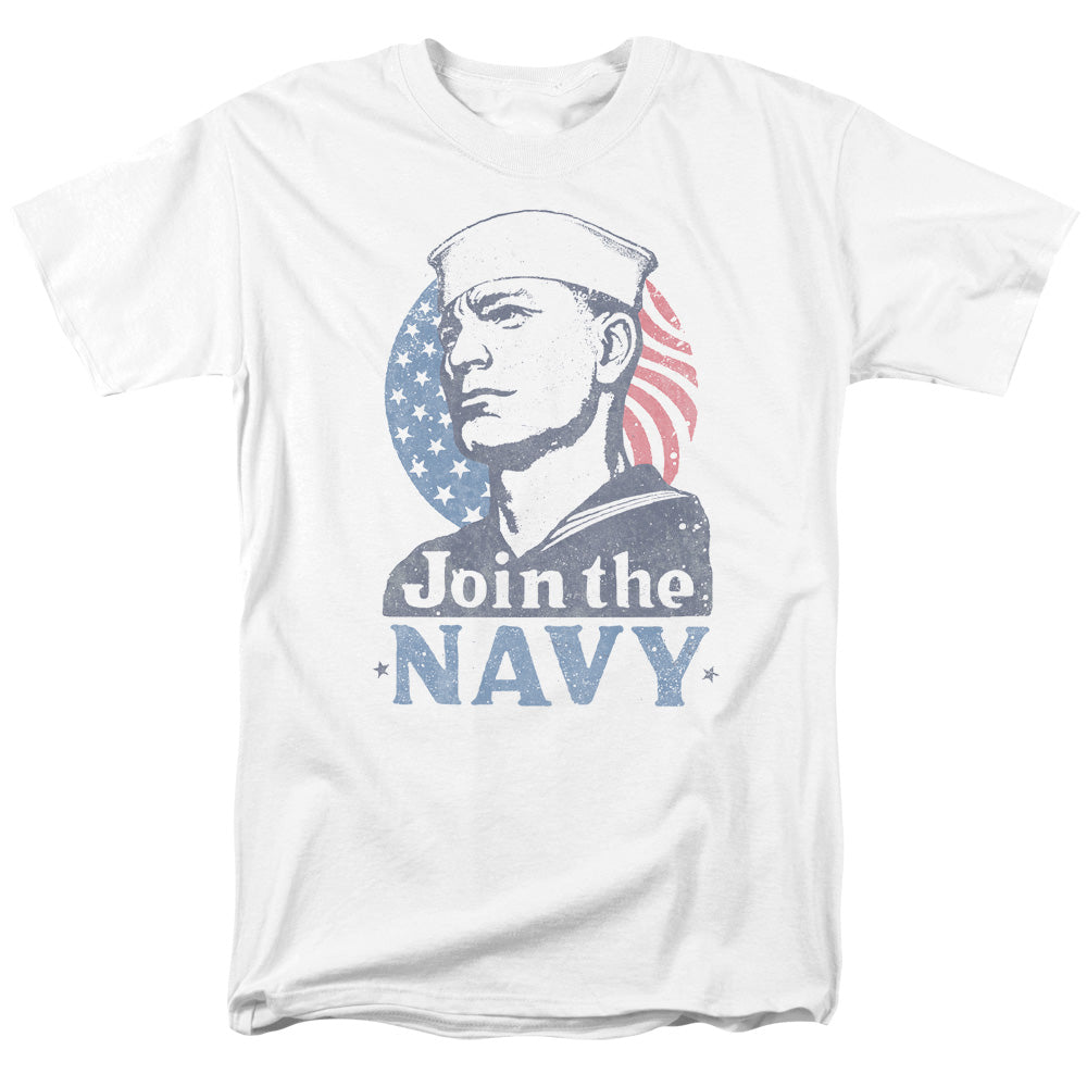 Navy Join Now Mens T Shirt White