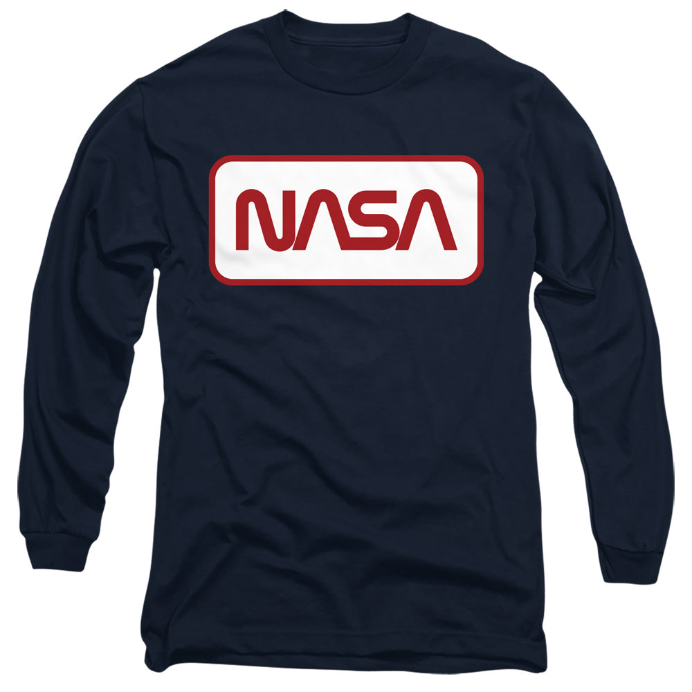 Nasa Rectangular Logo Mens Long Sleeve Shirt Navy