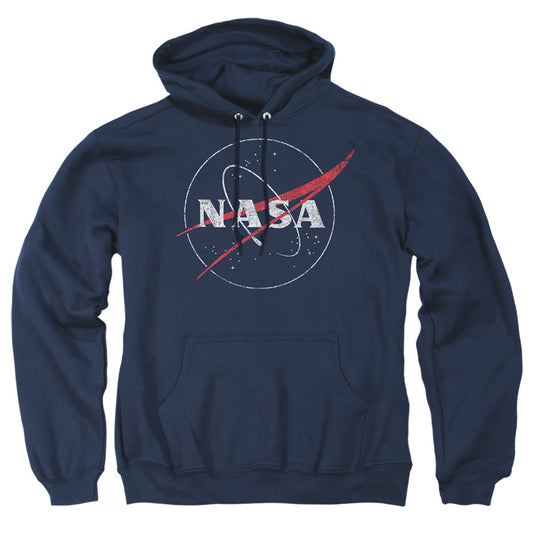 Nasa Distressed Logo Mens Hoodie Navy