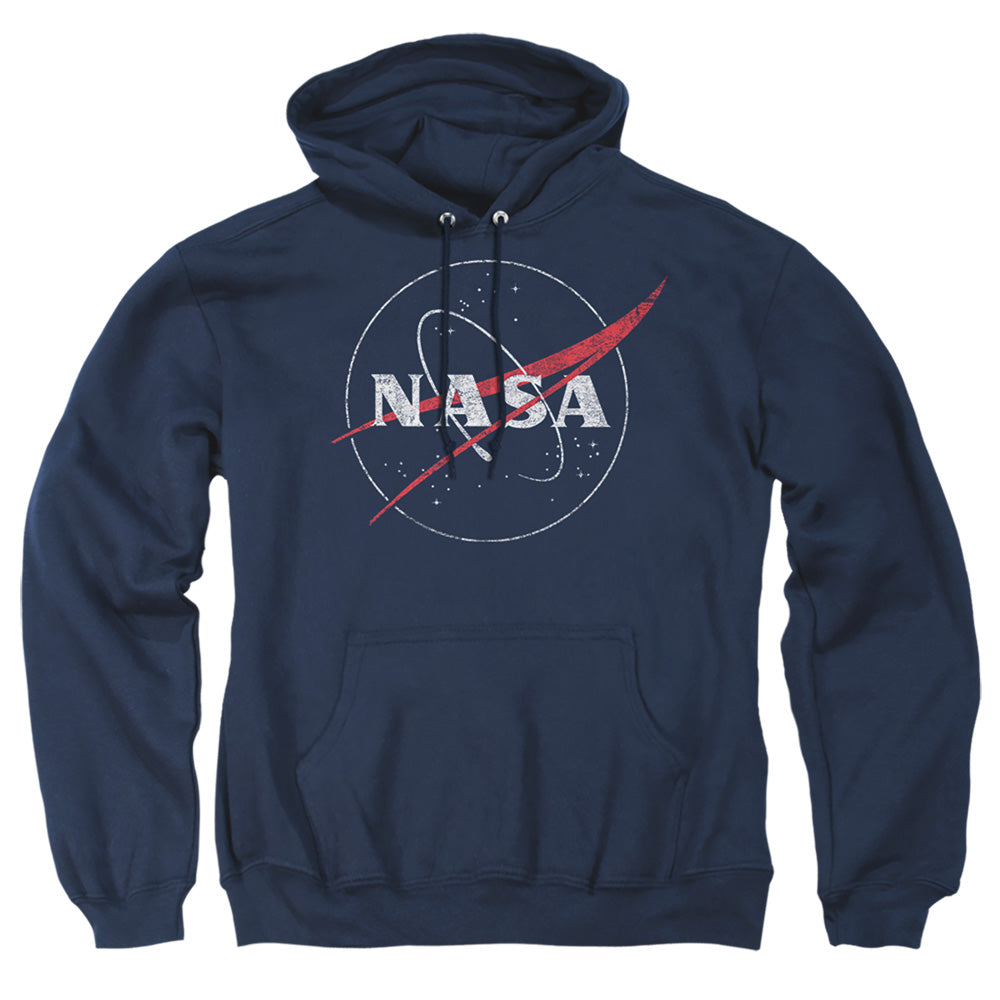 Nasa Distressed Logo Mens Hoodie Navy