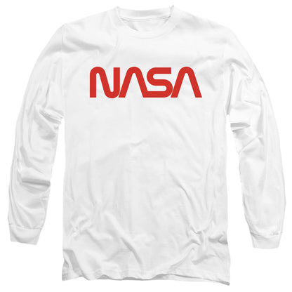 Nasa Worm Logo Mens Long Sleeve Shirt White