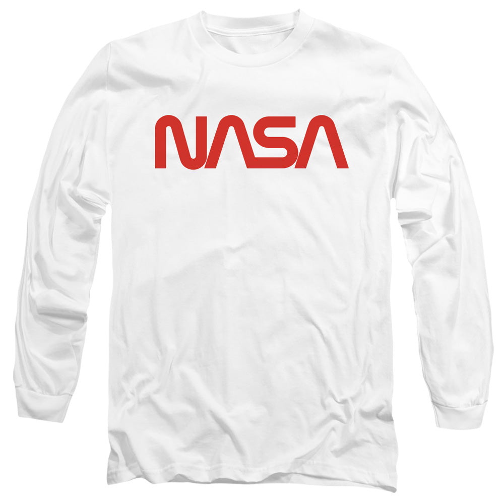 Nasa Worm Logo Mens Long Sleeve Shirt White