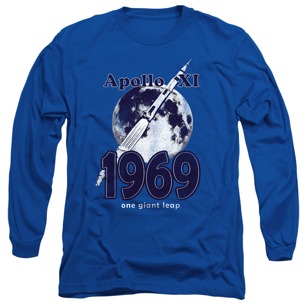 Nasa One Giant Leap Mens Long Sleeve Shirt Royal Blue