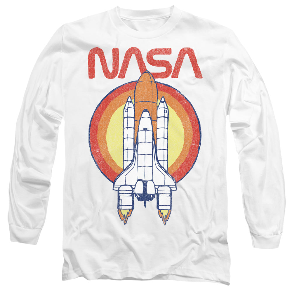 Nasa Shuttle Circle Mens Long Sleeve Shirt White