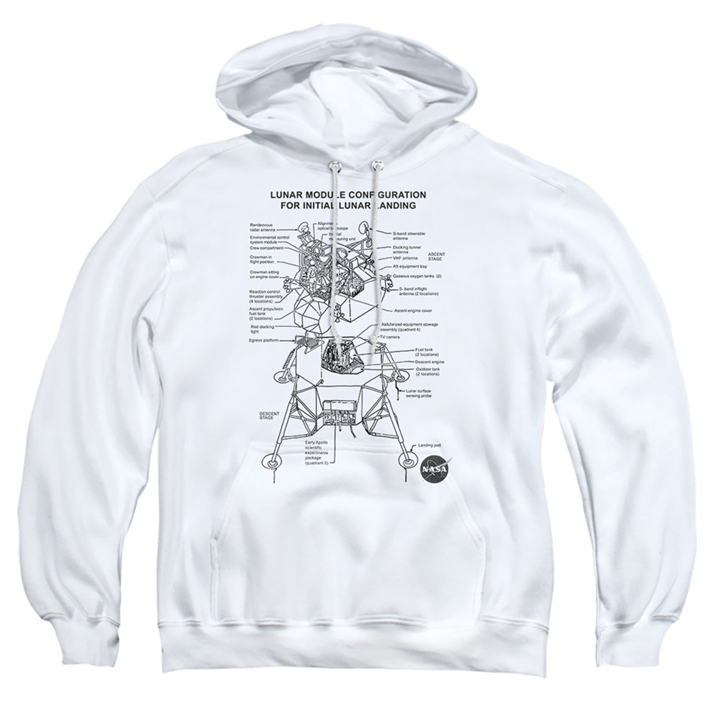 Nasa Lunar Module Diagram Mens Hoodie White