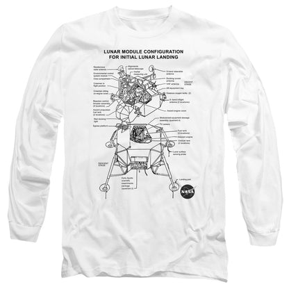 Nasa Lunar Module Diagram Mens Long Sleeve Shirt White