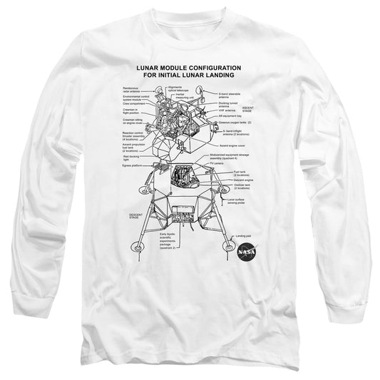 Nasa Lunar Module Diagram Mens Long Sleeve Shirt White