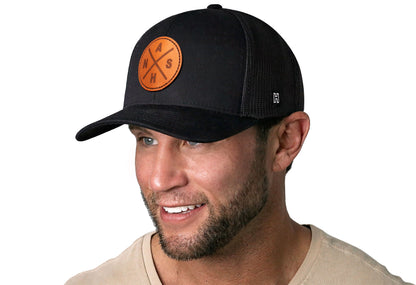 Nashville Trucker Leather Haka Hat Black NASH X Snapback