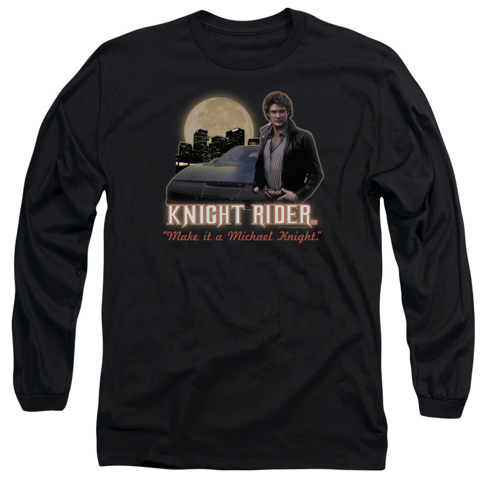 Knight Rider Full Moon Mens Long Sleeve Shirt Black Officially Licensed