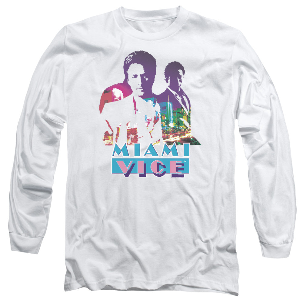 Miami Vice Crockett And Tubbs Mens Long Sleeve Shirt White