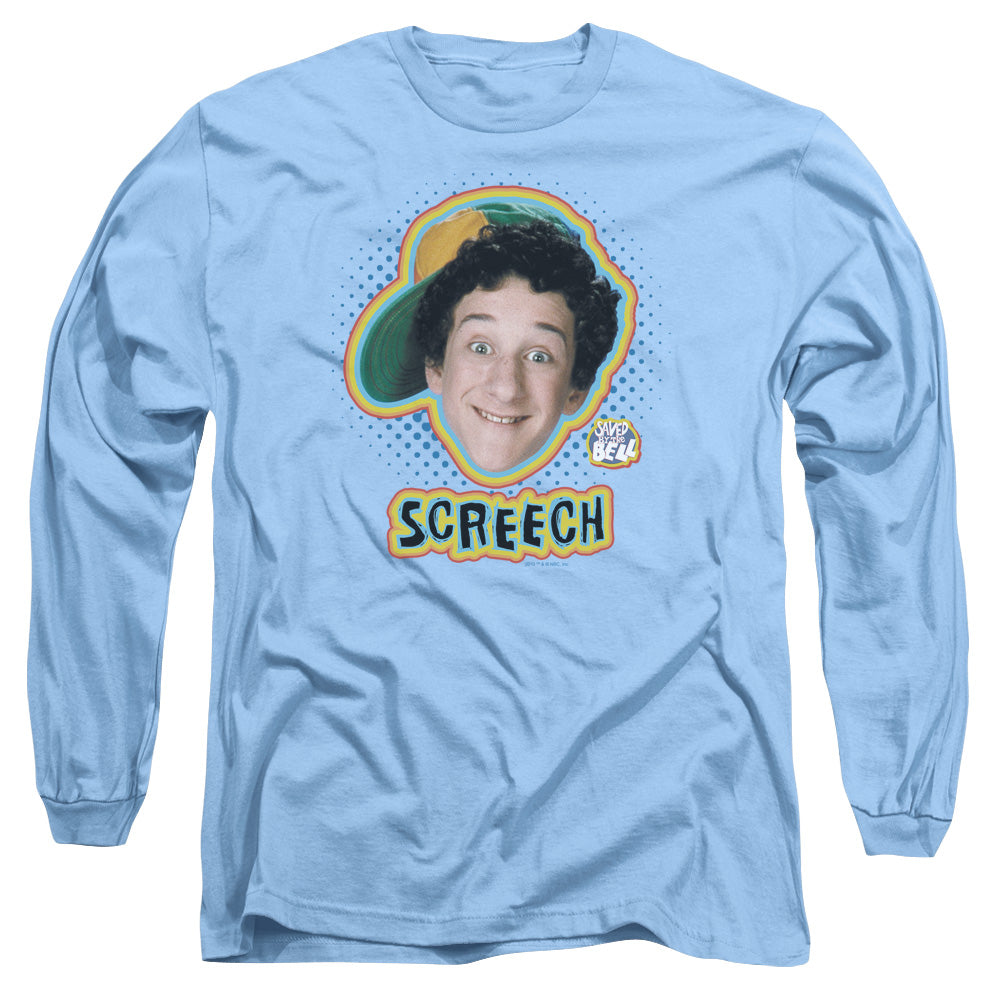Saved By The Bell Screech Mens Long Sleeve Shirt Carolina Blue Officially Licensed