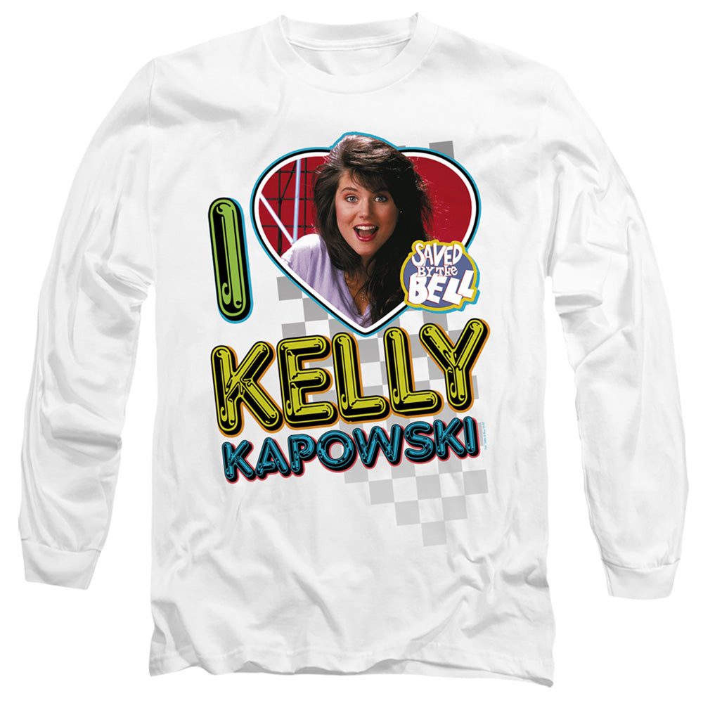 Saved By The Bell I Love Kelly Mens Long Sleeve Shirt White Officially Licensed