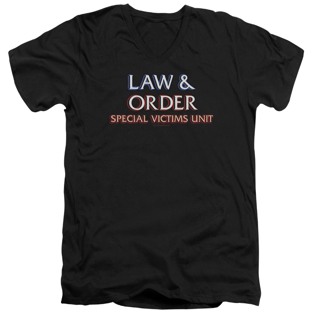 Law And Order Svu Logo Mens Slim Fit V-Neck T Shirt Black