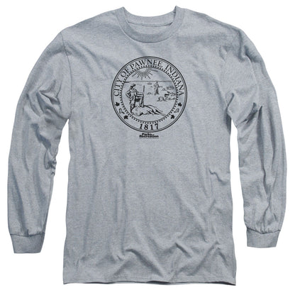 Parks And Rec Pawnee Seal Mens Long Sleeve Shirt Athletic Heather