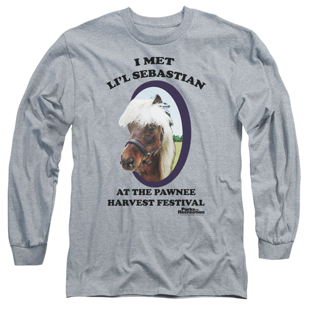Parks And Rec Lil Sebastian Mens Long Sleeve Shirt Athletic Heather