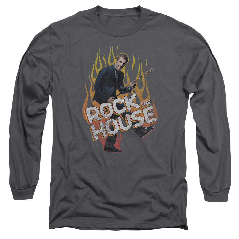 House Rock The House Mens Long Sleeve Shirt Charcoal Officially Licensed
