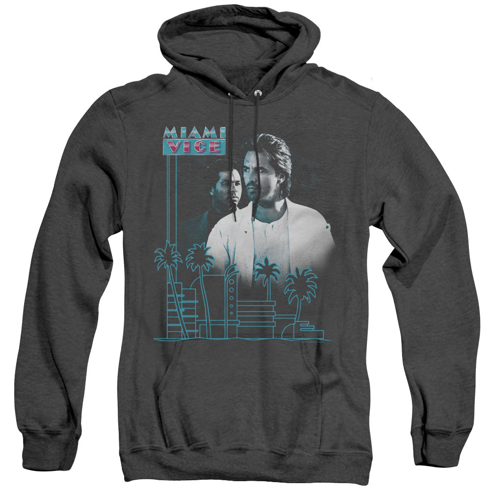 Miami Vice Looking Out Heather Mens Hoodie Black