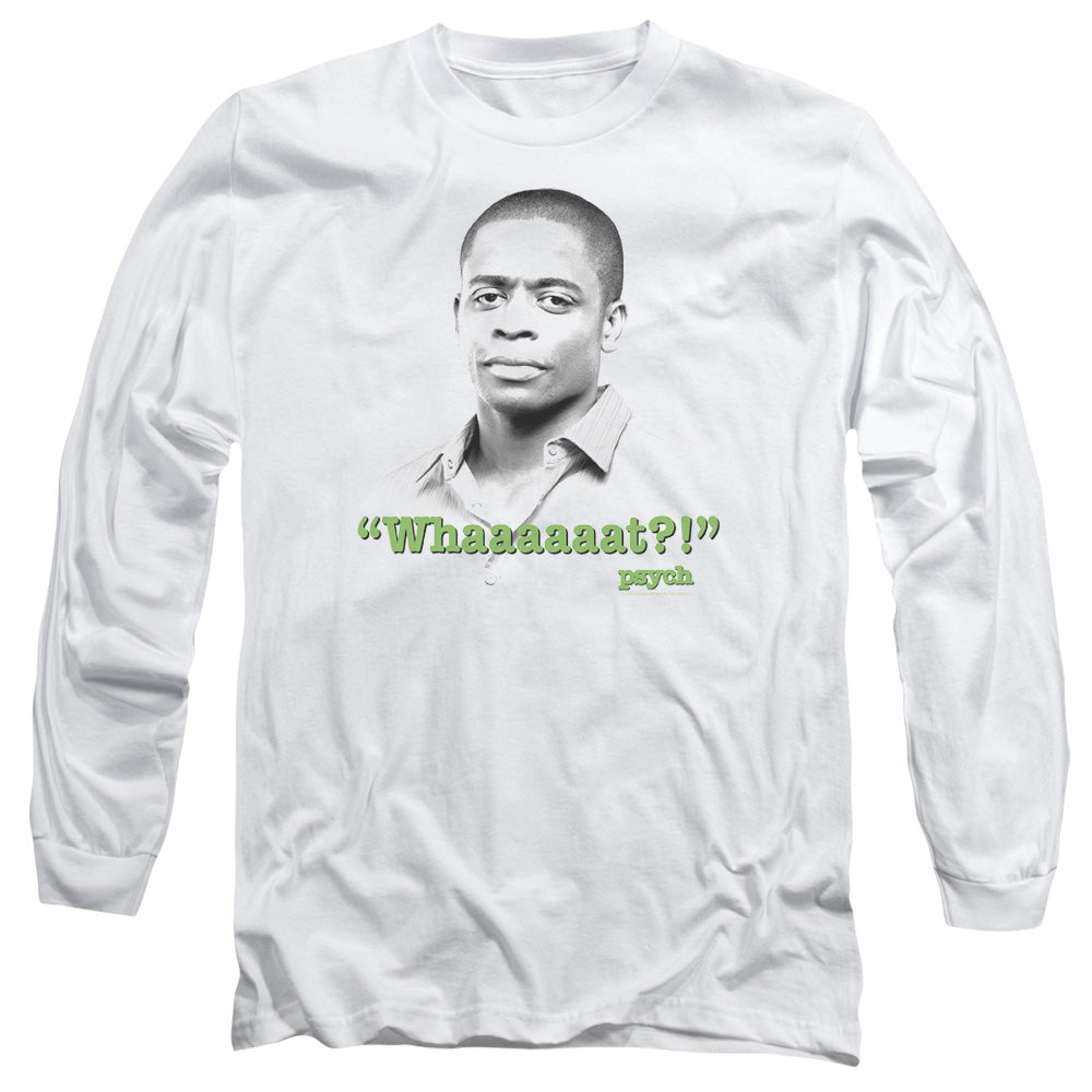 Psych Whaaaaaat?! Mens Long Sleeve Shirt White