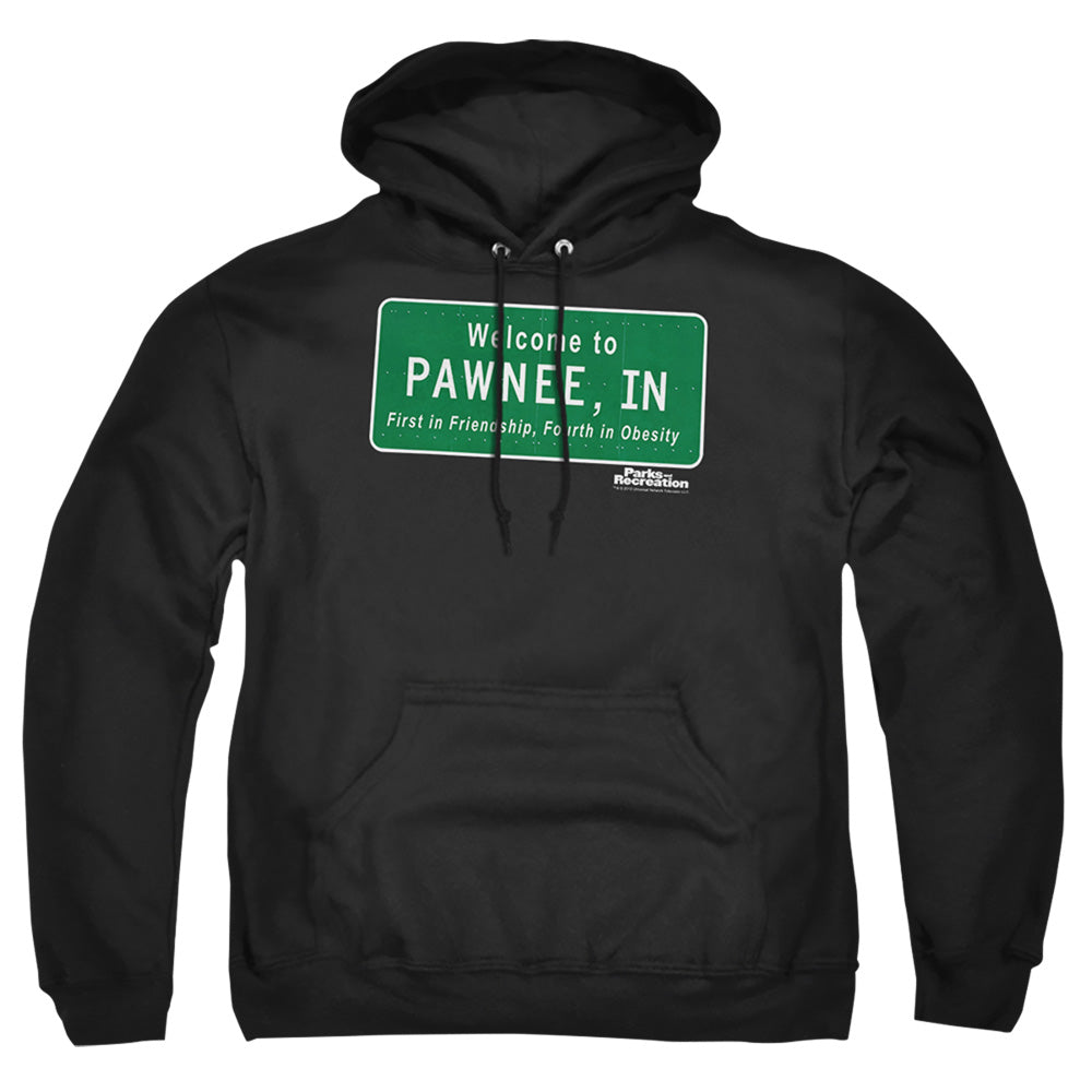 Parks And Rec Pawnee Sign Mens Hoodie Black