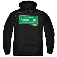 Load image into Gallery viewer, Parks And Rec Pawnee Sign Mens Hoodie Black

