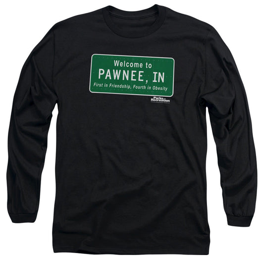 Parks And Rec Pawnee Sign Mens Long Sleeve Shirt Black
