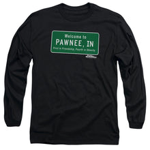 Load image into Gallery viewer, Parks And Rec Pawnee Sign Mens Long Sleeve Shirt Black
