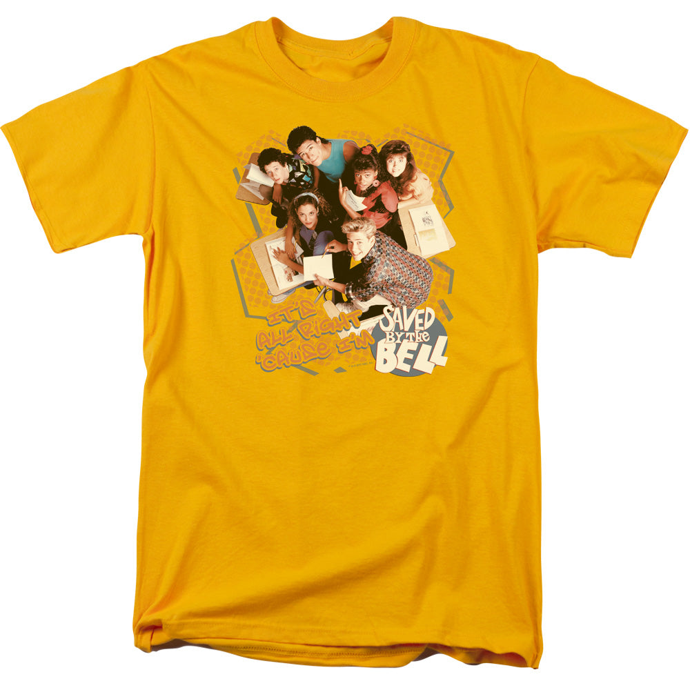 Saved By The Bell Its All Right Mens T Shirt Gold